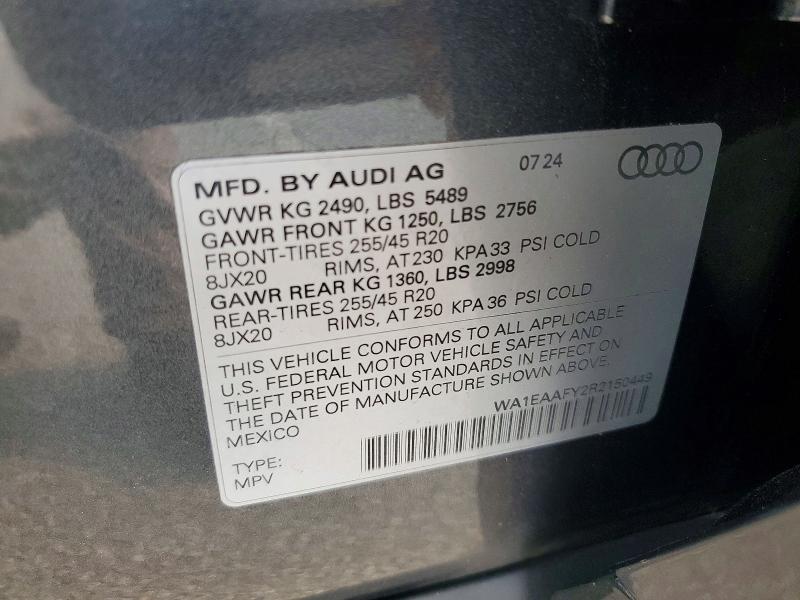 Photo 14 from auction – 2024 AUDI Q5 with VIN WA1EAAFY2R2150449