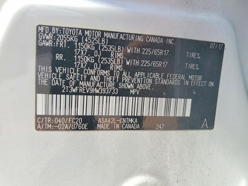 Photo 14 from auction – 2017 TOYOTA RAV4 with VIN 2T3WFREV9HW393733