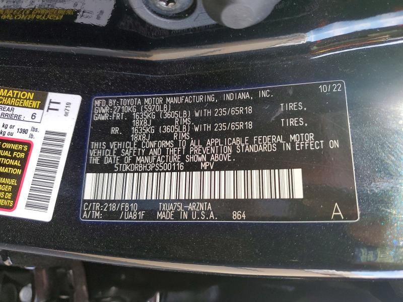 Photo 14 from auction – 2023 TOYOTA HIGHLANDER with VIN 5TDKDRBH3PS500116