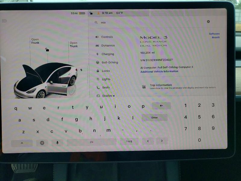 Photo 9 from auction – 2022 TESLA MODEL Y with VIN 7SAYGDEE3NF356058
