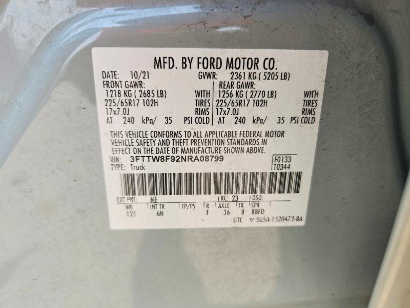 Photo 14 from auction – 2022 FORD MAVERICK with VIN 3FTTW8F92NRA08799