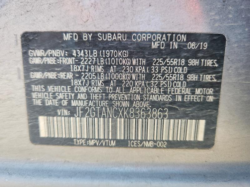 Photo 14 from auction – 2019 SUBARU CROSSTREK with VIN JF2GTANCXK8363863