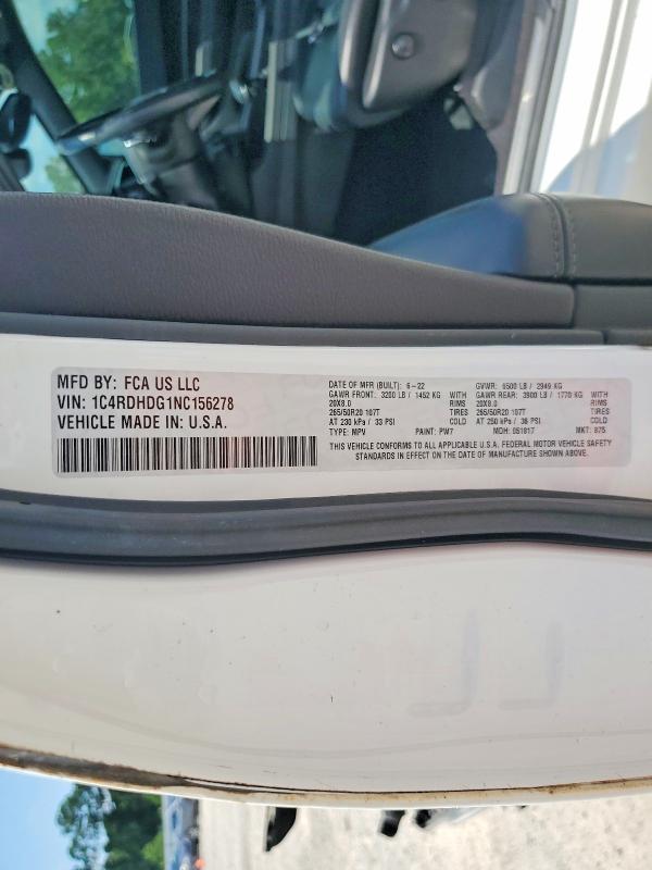 Foto 14 de la subasta – 2022 DODGE DURANGO con VIN 1C4RDHDG1NC156278