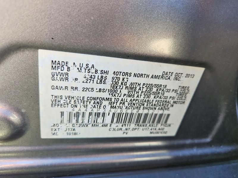 Photo 14 from auction – 2014 MITSUBISHI OUTLANDER 4D 2WD with VIN 4A4AP3AU6EE013213