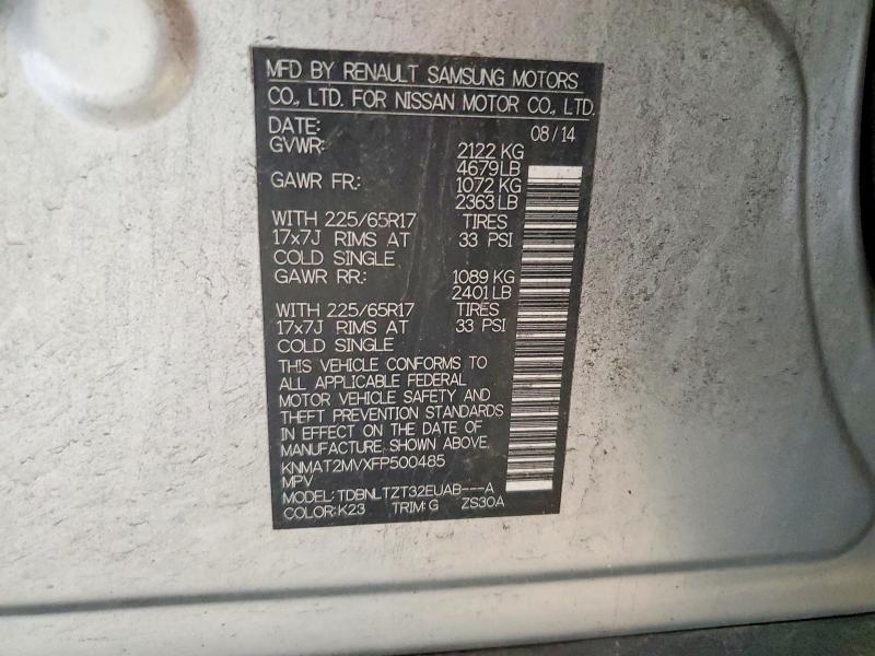 Photo 14 from auction – 2015 NISSAN ROGUE with VIN KNMAT2MVXFP500485