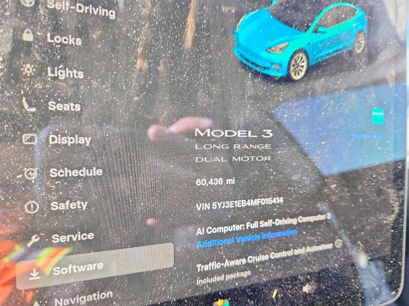 Photo 9 from auction – 2021 TESLA MODEL 3 with VIN 5YJ3E1EB4MF015414