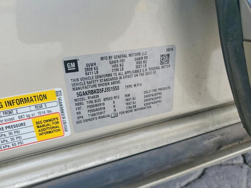 Photo 14 from auction – 2015 BUICK ENCLAVE with VIN 5GAKRBKD3FJ351550