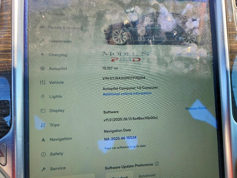 Foto 9 de la subasta – 2015 TESLA MODEL S con VIN 5YJSA1H21FFP70204