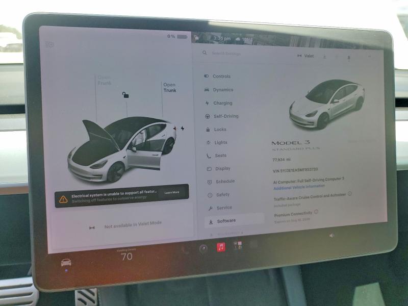 Photo 9 from auction – 2021 TESLA MODEL 3 with VIN 5YJ3E1EA5MF853720