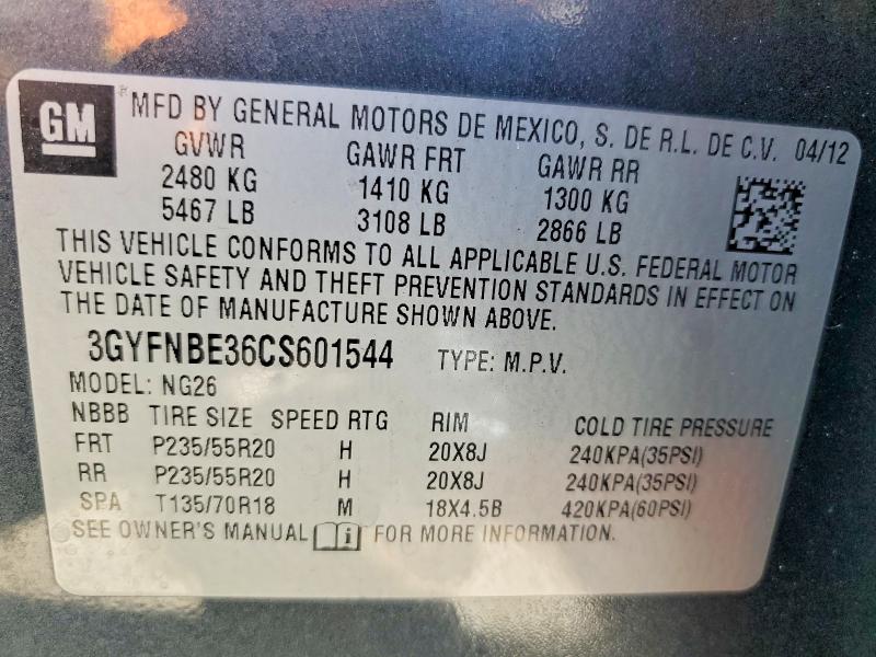 Photo 14 from auction – 2012 CADILLAC SRX with VIN 3GYFNBE36CS601544