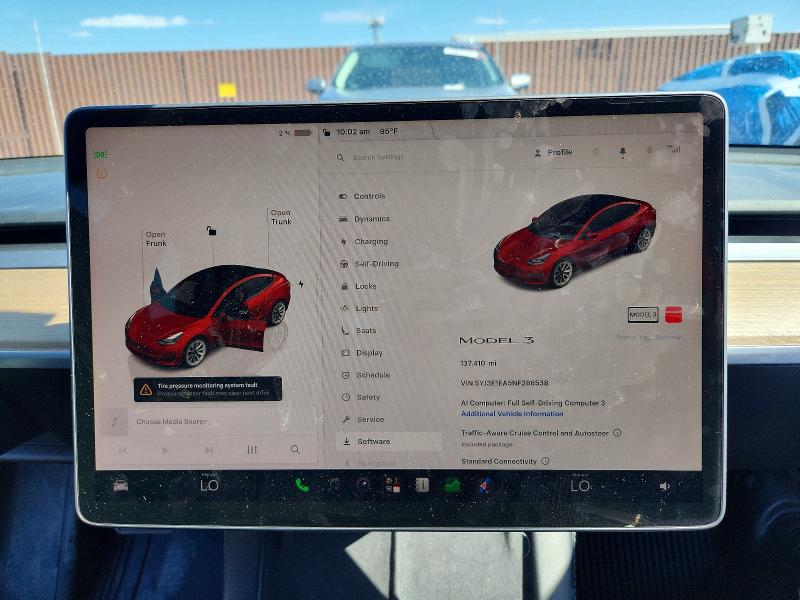 Photo 9 from auction – 2022 TESLA MODEL 3 with VIN 5YJ3E1EA5NF286538