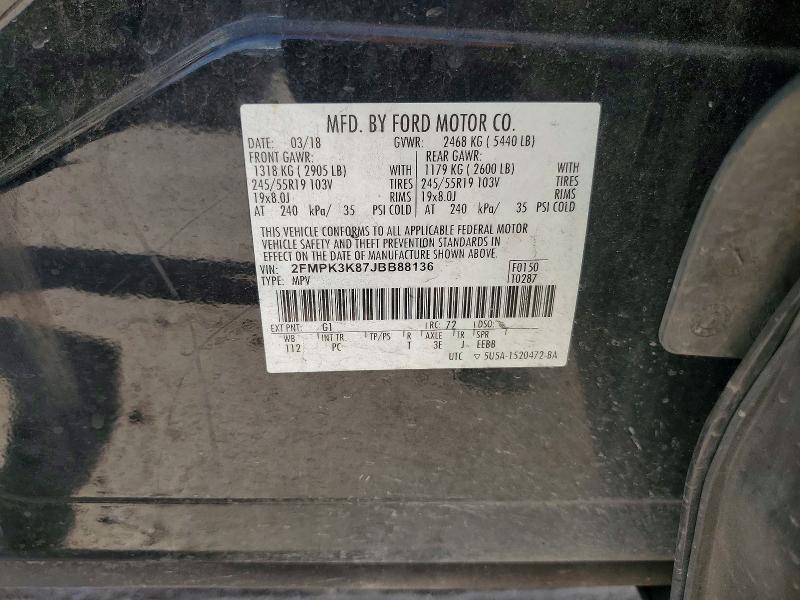 Photo 14 from auction – 2018 FORD EDGE with VIN 2FMPK3K87JBB88136