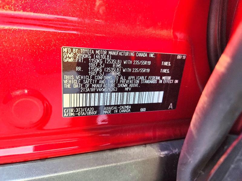 Zdjęcie 14 z aukcji – 2019 TOYOTA RAV4 z VIN 2T3A1RFV4KW076263