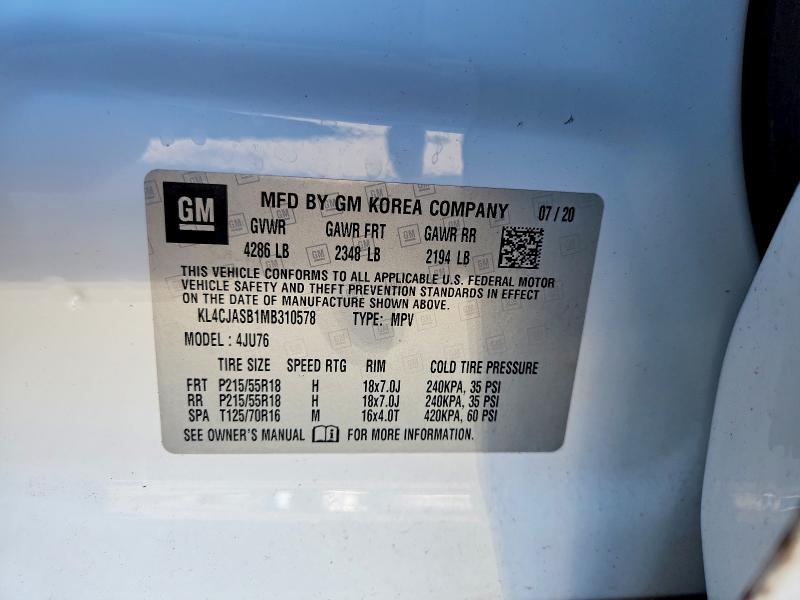 Photo 14 from auction – 2021 BUICK ENCORE with VIN KL4CJASB1MB310578