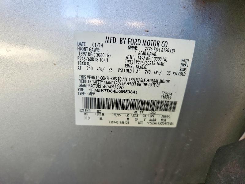 Photo 14 from auction – 2014 FORD EXPLORER with VIN 1FM5K7D84EGB53841