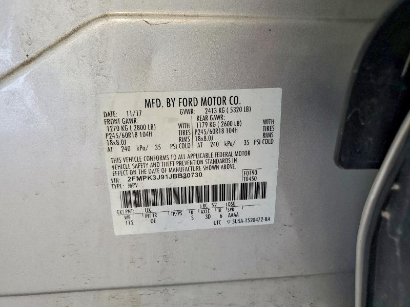 Photo 14 from auction – 2018 FORD EDGE with VIN 2FMPK3J91JBB30730
