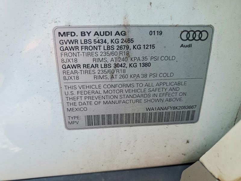 Photo 14 from auction – 2019 AUDI Q5 with VIN WA1ANAFY8K2053667