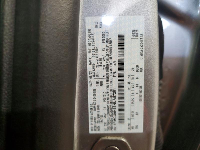 Photo 14 from auction – 2022 FORD ESCAPE with VIN 1FMCU9H66NUA57281