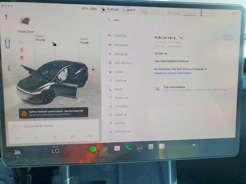 Photo 9 from auction – 2026 TESLA MODEL Y with VIN 7SAYGDEE8TF400648