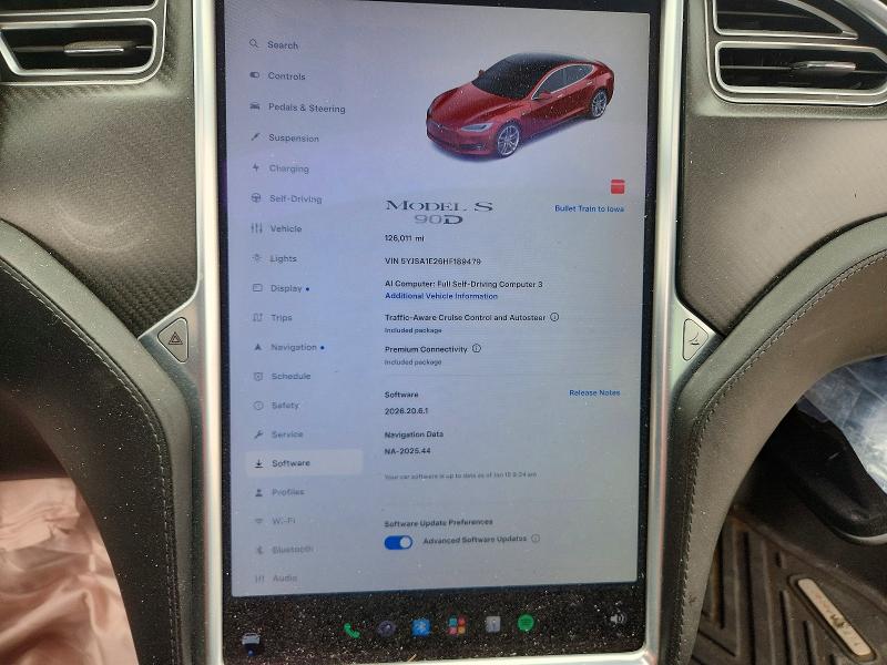 Photo 9 from auction – 2017 TESLA MODEL S with VIN 5YJSA1E26HF189479