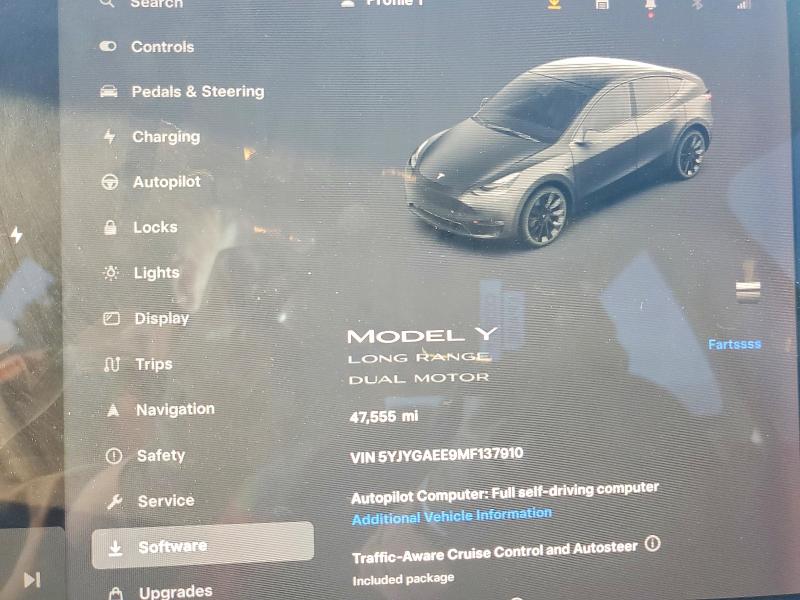 Photo 9 from auction – 2021 TESLA MODEL Y with VIN 5YJYGAEE9MF137910