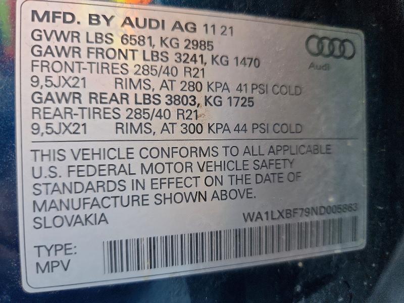 Photo 14 from auction – 2022 AUDI Q7 with VIN WA1LXBF79ND005863