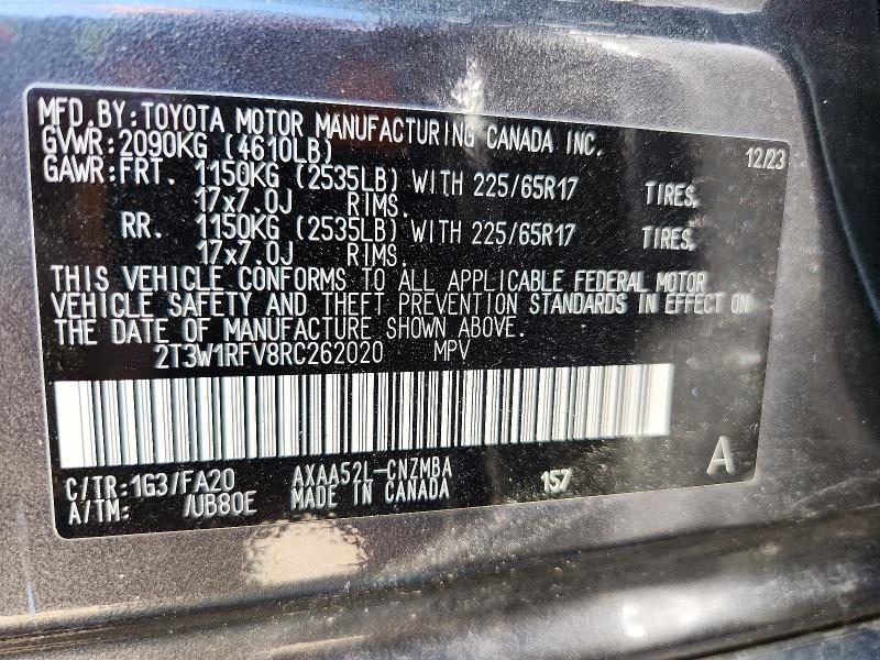 Photo 14 from auction – 2024 TOYOTA RAV4 with VIN 2T3W1RFV8RC262020