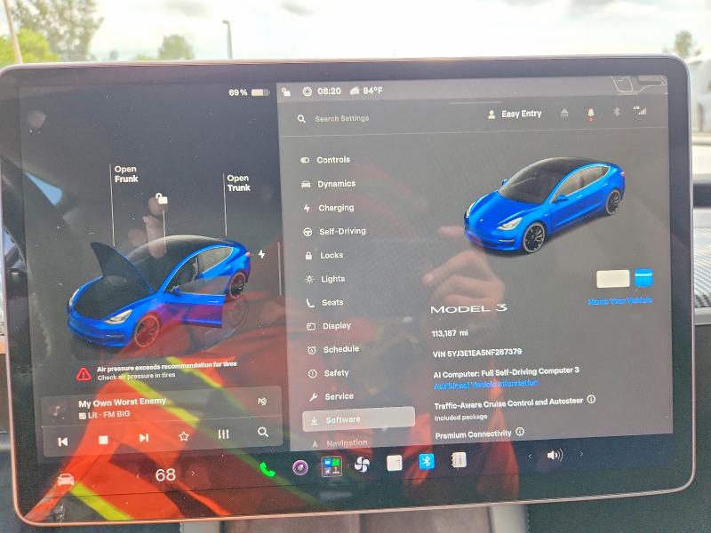 Photo 9 from auction – 2022 TESLA MODEL 3 with VIN 5YJ3E1EA5NF287379