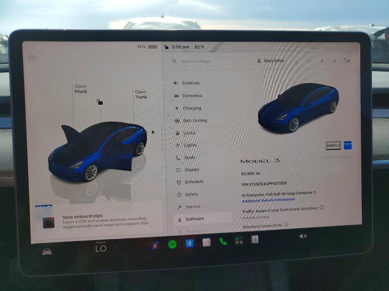 Photo 9 from auction – 2023 TESLA MODEL 3 with VIN 5YJ3E1EA2PF437385