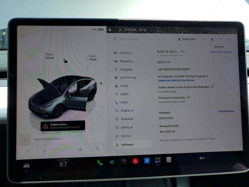 Photo 9 from auction – 2025 TESLA MODEL Y with VIN 7SAYGDED3SF235937