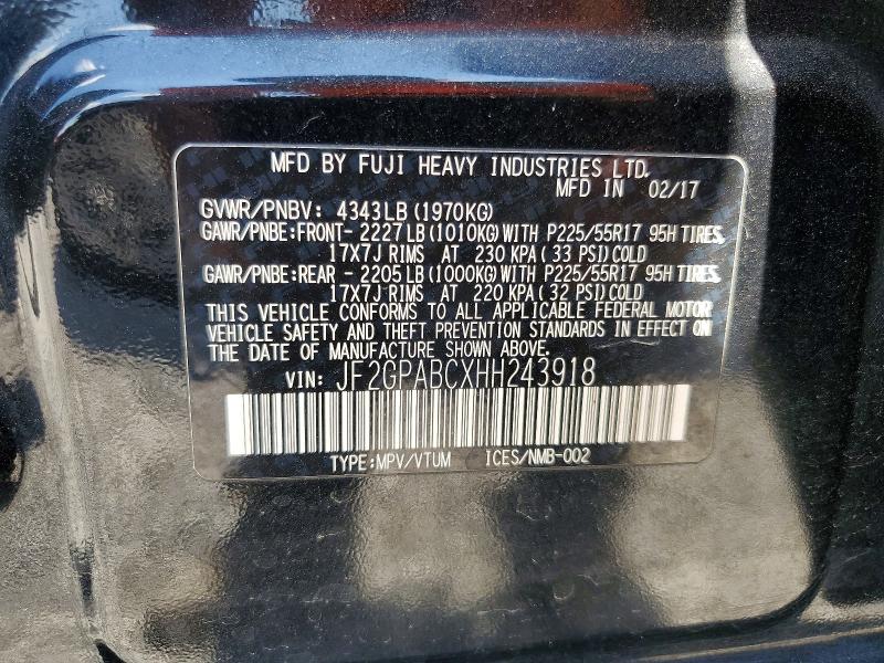 Photo 14 from auction – 2017 SUBARU CROSSTREK with VIN JF2GPABCXHH243918