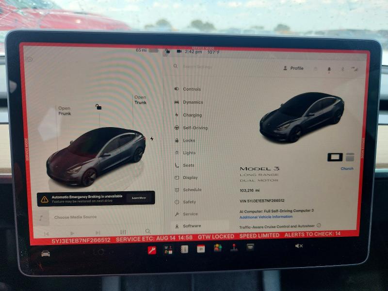 Photo 9 from auction – 2022 TESLA MODEL 3 with VIN 5YJ3E1EB7NF266512