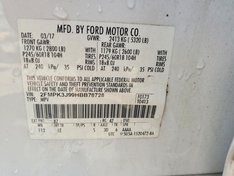 Photo 14 from auction – 2017 FORD EDGE with VIN 2FMPK3J99HBB78728