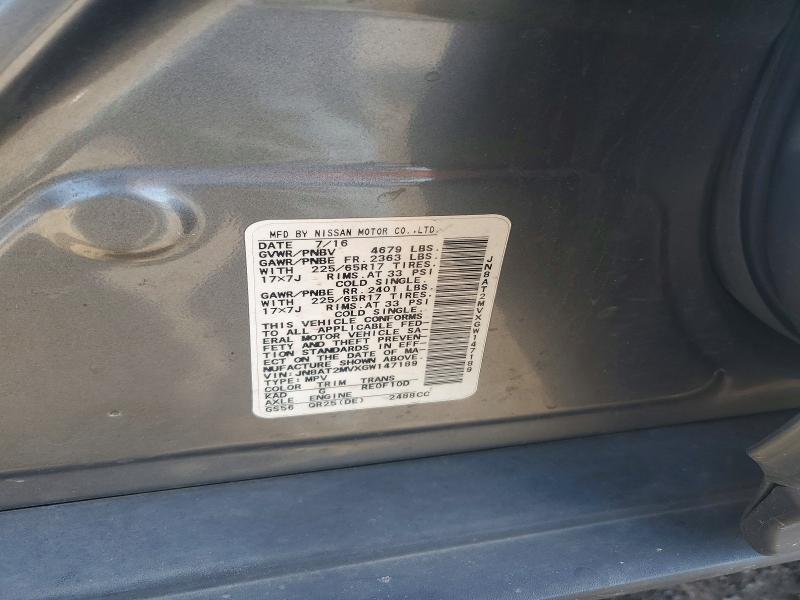 Photo 14 from auction – 2016 NISSAN ROGUE with VIN JN8AT2MVXGW147189