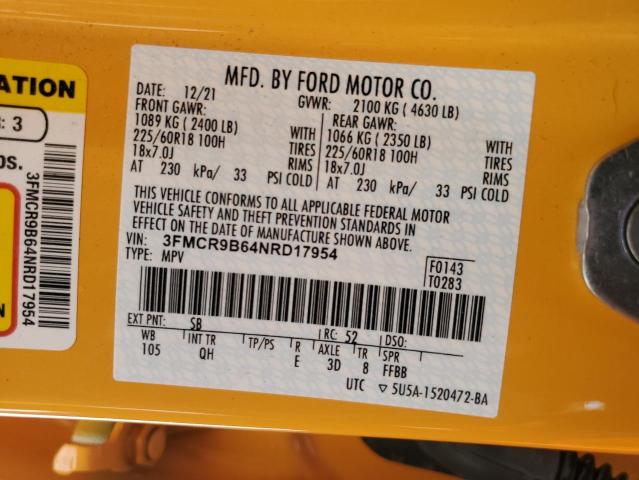 Photo 14 from auction – 2022 FORD BRONCO SPO with VIN 3FMCR9B64NRD17954