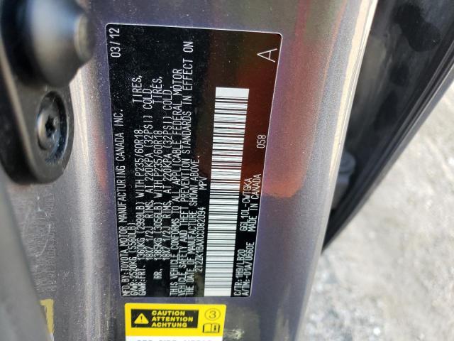 Photo 14 from auction – 2012 LEXUS RX 350 with VIN 2T2ZK1BAXCC082094