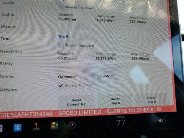 Photo 9 from auction – 2019 TESLA MODEL 3 with VIN 5YJ3E1EA5KF314348