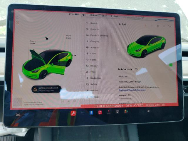 Photo 9 from auction – 2022 TESLA MODEL 3 with VIN 5YJ3E1EAXNF190064