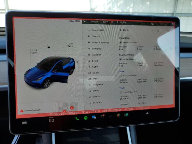 Снимка 9 от търг – 2020 TESLA MODEL Y с VIN 5YJYGDEE5LF016596