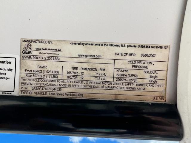 Foto 10 de la subasta – 2008 OTHR GOLF CART con VIN 5ASAG47407F044535