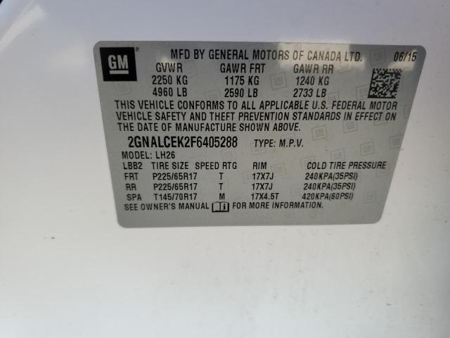 Photo 14 from auction – 2015 CHEVROLET EQUINOX LT with VIN 2GNALCEK2F6405288