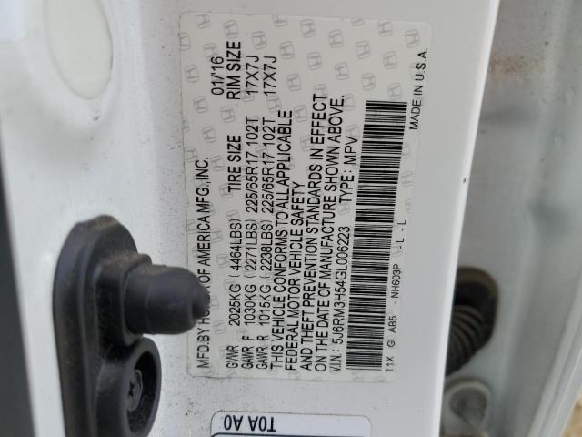 Photo 14 from auction – 2016 HONDA CR-V EX with VIN 5J6RM3H54GL006223