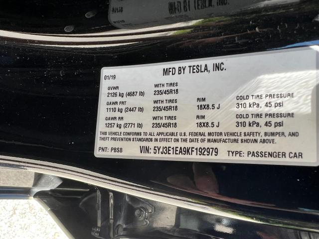 Photo 10 from auction – 2019 TESLA MODEL 3 with VIN 5YJ3E1EA9KF192979