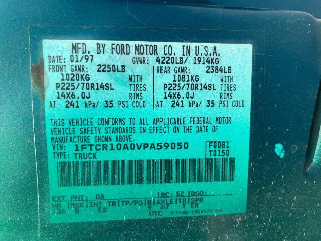 Photo 10 from auction – 1997 FORD RANGER with VIN 1FTCR10A0VPA59050