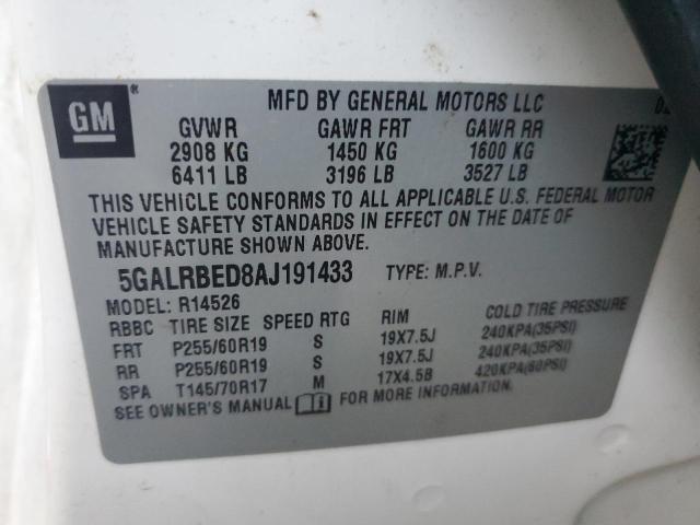 Photo 14 from auction – 2010 BUICK ENCLAVE CX with VIN 5GALRBED8AJ191433