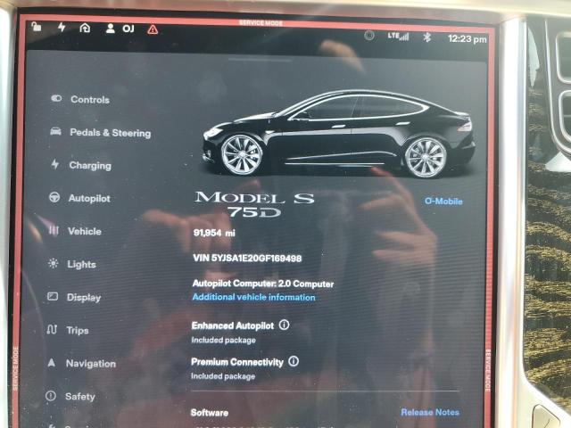 Photo 9 from auction – 2016 TESLA MODEL S with VIN 5YJSA1E20GF169498