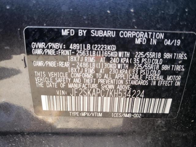 Photo 14 from auction – 2019 SUBARU FORESTER S with VIN JF2SKAPC7KH534224