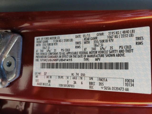 Photo 14 from auction – 2015 FORD ESCAPE TIT with VIN 1FMCU9J98FUB41415