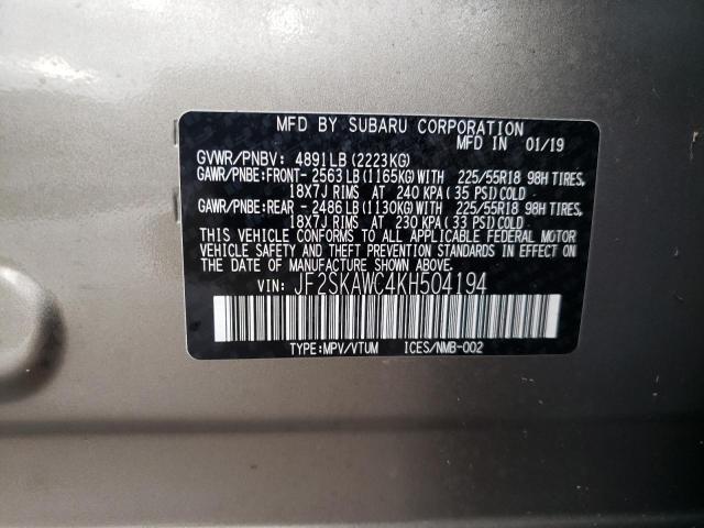 Photo 14 from auction – 2019 SUBARU FORESTER T with VIN JF2SKAWC4KH504194