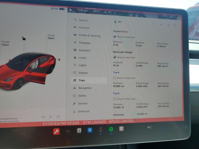 Photo 9 from auction – 2022 TESLA MODEL 3 with VIN 5YJ3E1EA7NF331205